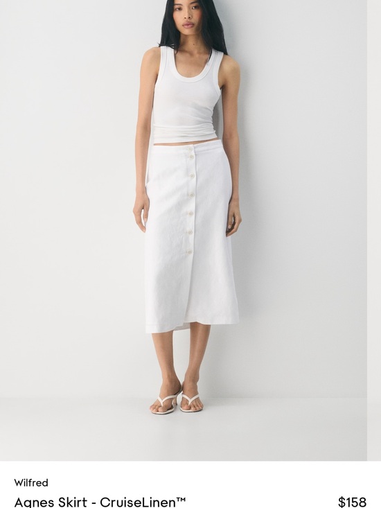 Wilfred Dresses & Skirts - Wilfred White Button-Front Midi Linen Skirt